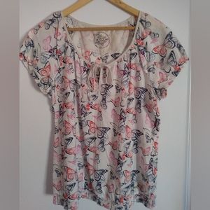 Butterfly Semi-Sheer Blouse
